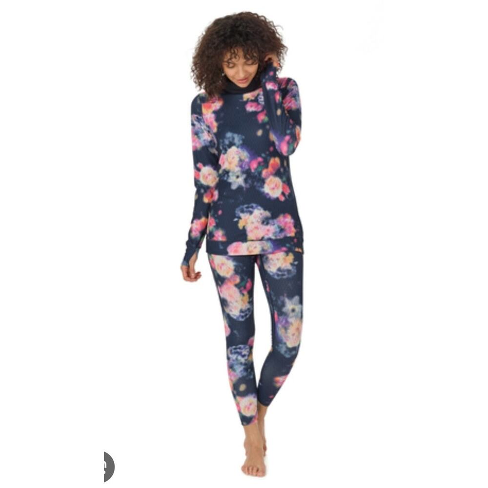 Burton Midweight Base Layer Crew XS Floral Athleisure Snowboarding Ski Layering